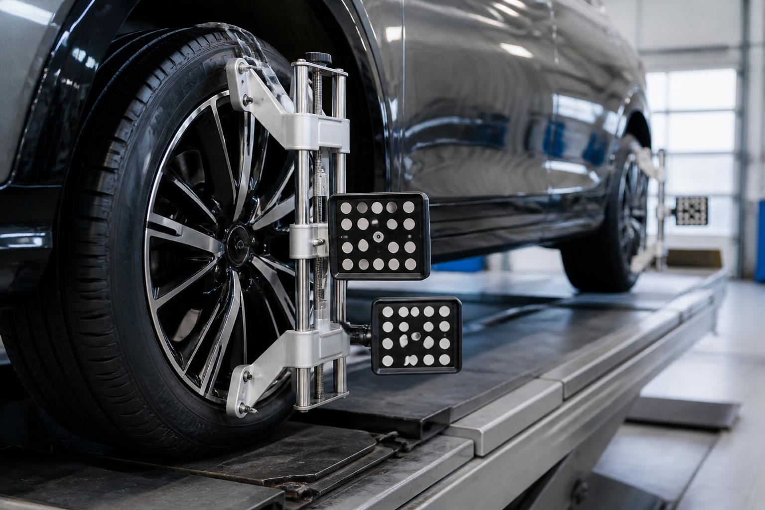 Wheel on an alignment rack